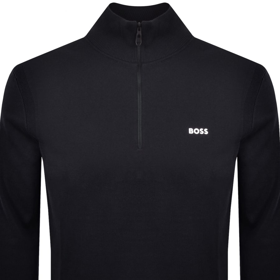 Image number 2 for BOSS Ever X Quarter Zip Jumper Dark Blue