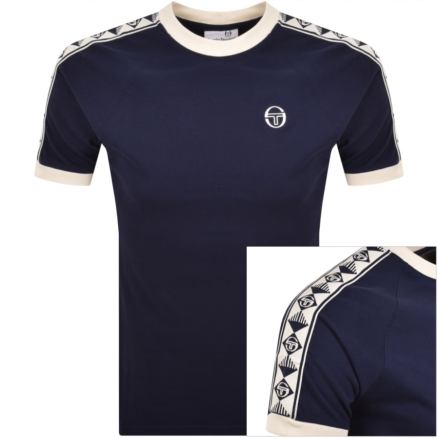 Image number 1 for Sergio Tacchini Ringer T Shirt Maritime Blue