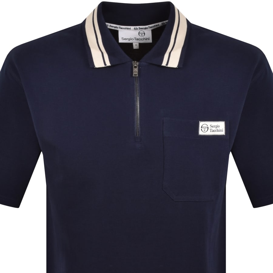 Image number 2 for Sergio Tacchini Costa Zipped Polo T Shirt Blue