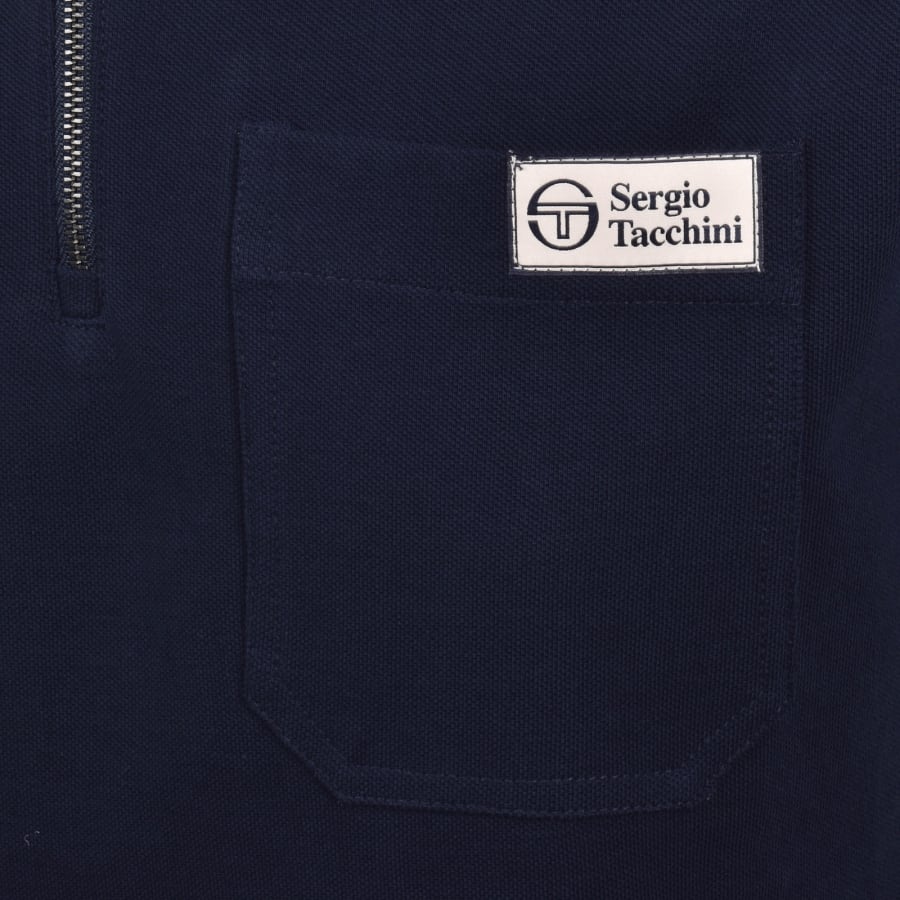 Image number 3 for Sergio Tacchini Costa Zipped Polo T Shirt Blue