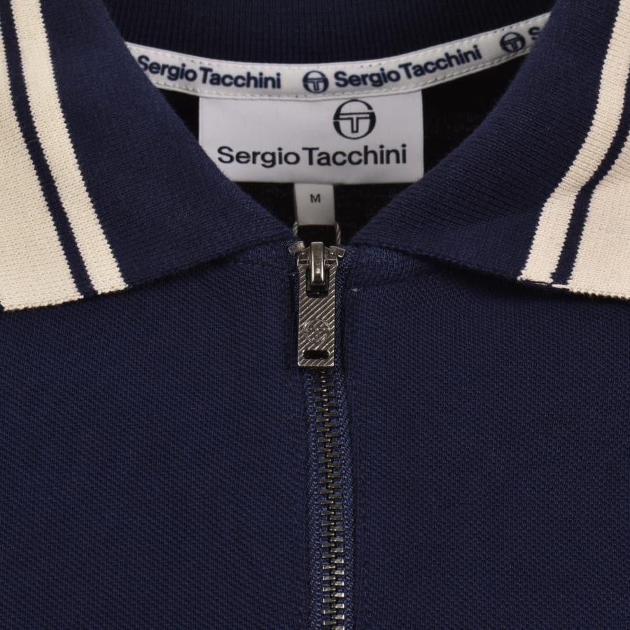 Image number 4 for Sergio Tacchini Costa Zipped Polo T Shirt Blue