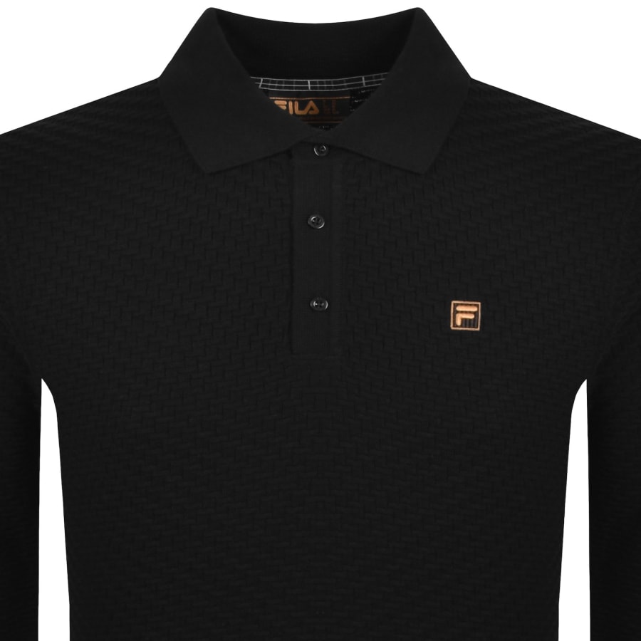 Image number 2 for Fila Brick Long Sleeve Polo T Shirt Black