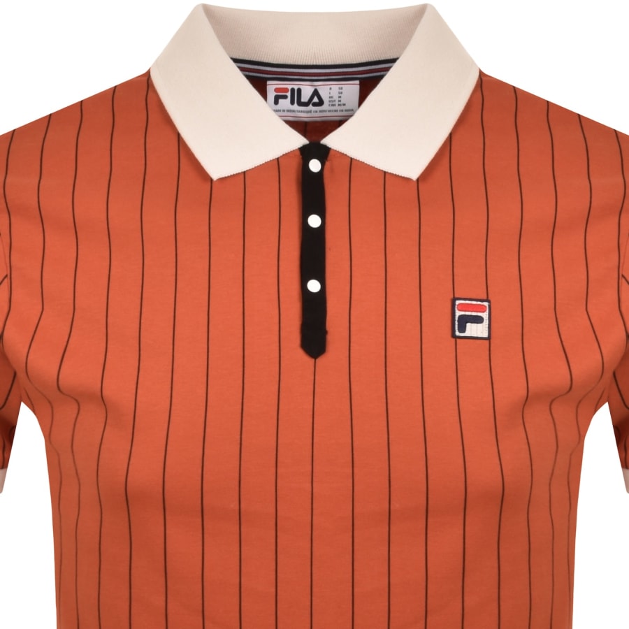 Image number 2 for Fila BB1 Stripe Polo T Shirt Orange