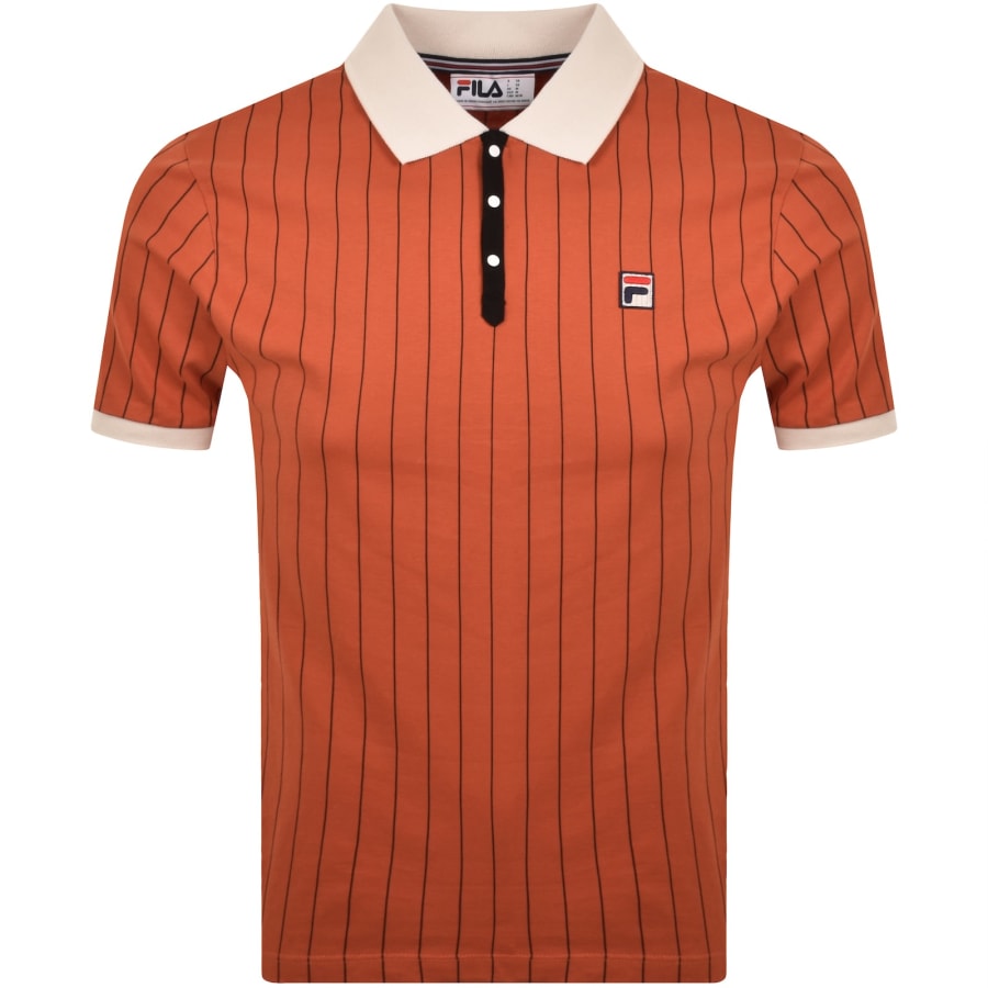 Image number 1 for Fila BB1 Stripe Polo T Shirt Orange