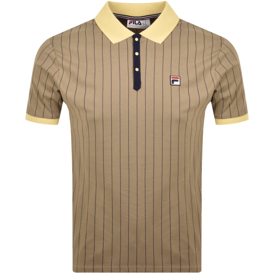 Image number 1 for Fila BB1 Stripe Polo T Shirt Brown