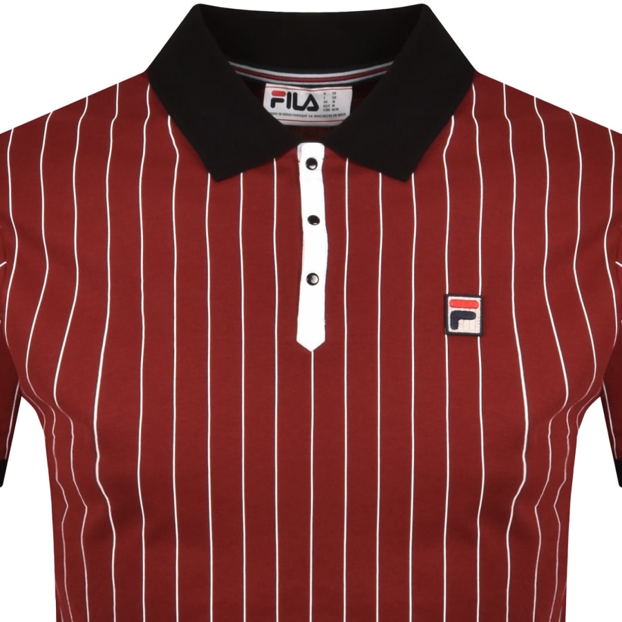 Image number 2 for Fila BB1 Stripe Polo T Shirt Red