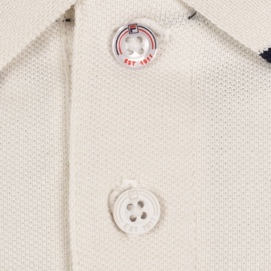 Image number 4 for Fila Vintage Monte Long Sleeve Polo T Shirt Cream