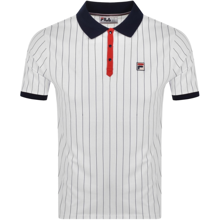 Image number 1 for Fila Pinstripe Polo T Shirt White