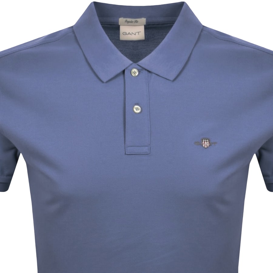 Image number 2 for Gant Regular Fit Shield Pique Polo T Shirt Blue