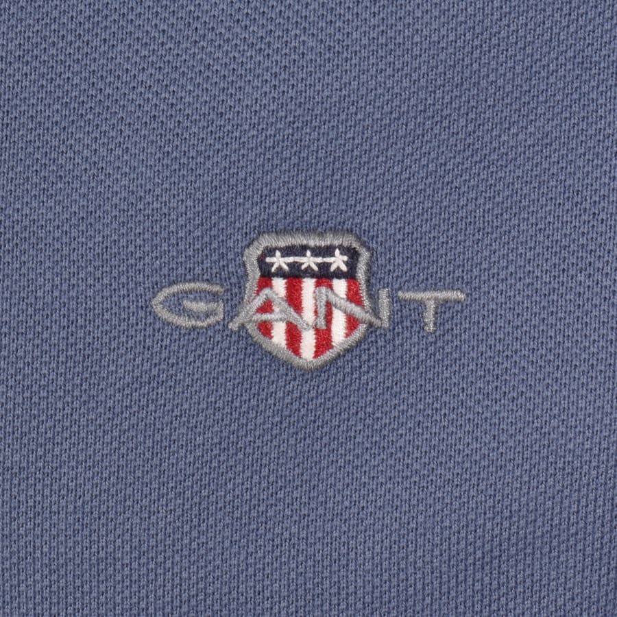 Image number 3 for Gant Regular Fit Shield Pique Polo T Shirt Blue