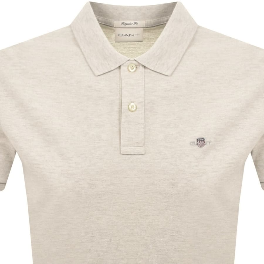 Image number 2 for Gant Regular Fit Shield Pique Polo T Shirt Cream