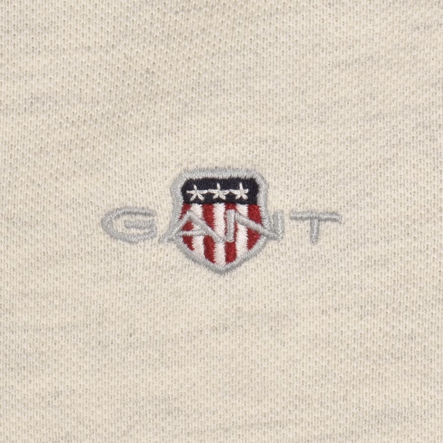 Image number 3 for Gant Regular Fit Shield Pique Polo T Shirt Cream