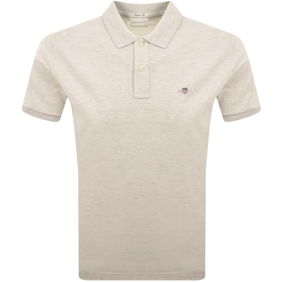 Image number 1 for Gant Regular Fit Shield Pique Polo T Shirt Cream