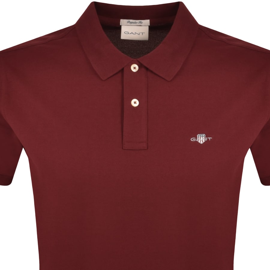 Image number 2 for Gant Regular Fit Shield Pique Polo T Shirt Red