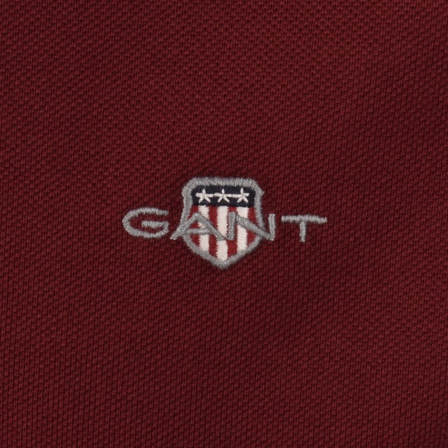 Image number 3 for Gant Regular Fit Shield Pique Polo T Shirt Red
