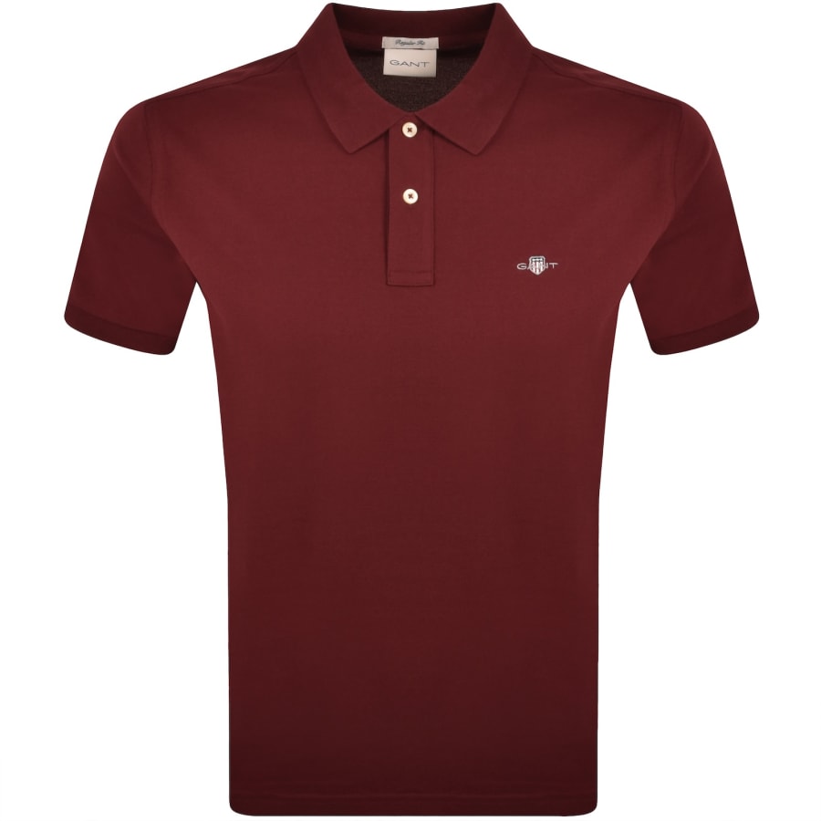 Image number 1 for Gant Regular Fit Shield Pique Polo T Shirt Red