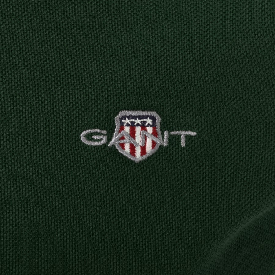 Image number 3 for Gant Regular Fit Shield Pique Polo T Shirt Green