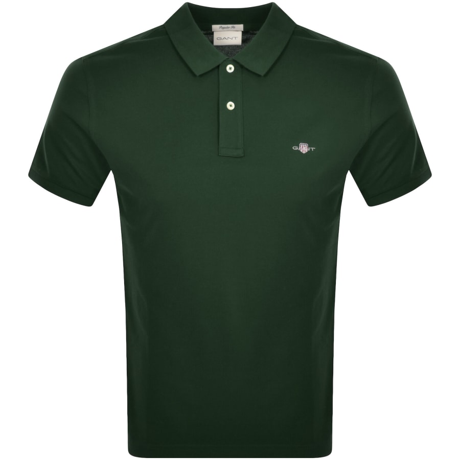 Image number 1 for Gant Regular Fit Shield Pique Polo T Shirt Green