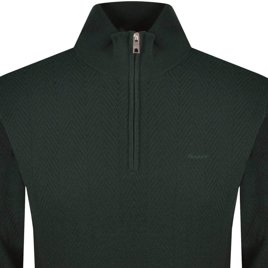 Image number 2 for Gant Knit Herringbone Sweatshirt Green