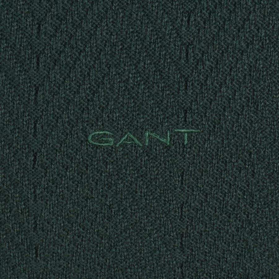 Image number 3 for Gant Knit Herringbone Sweatshirt Green