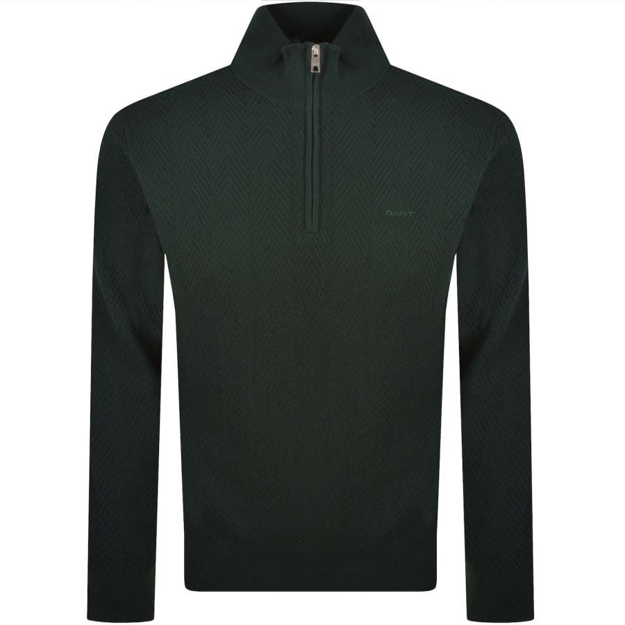 Image number 1 for Gant Knit Herringbone Sweatshirt Green