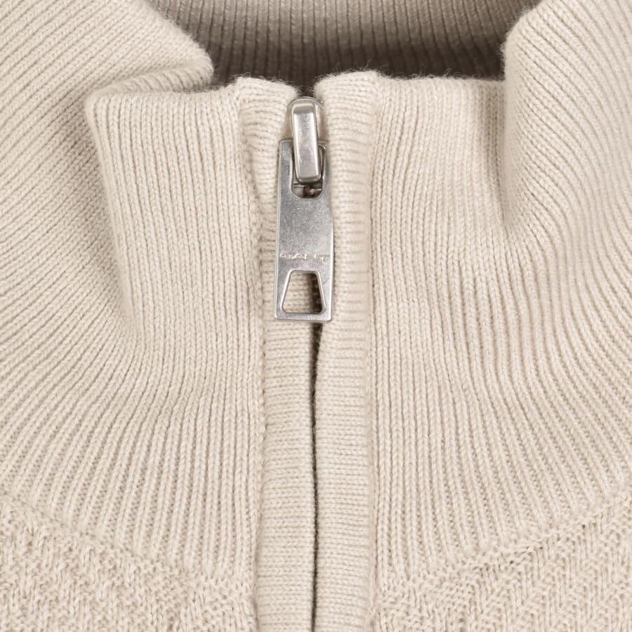 Image number 4 for Gant Knit Herringbone Sweatshirt Beige
