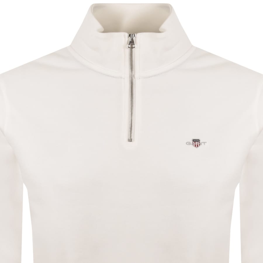 Image number 2 for Gant Shield Logo Half Zip Sweatshirt White