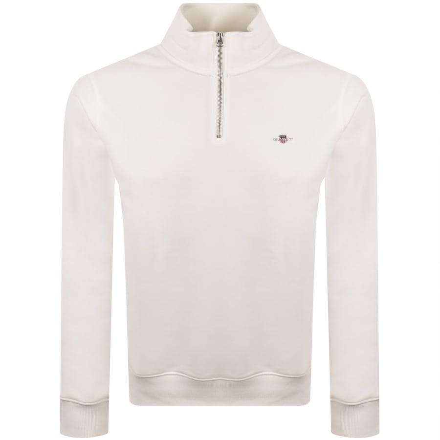 Image number 1 for Gant Shield Logo Half Zip Sweatshirt White