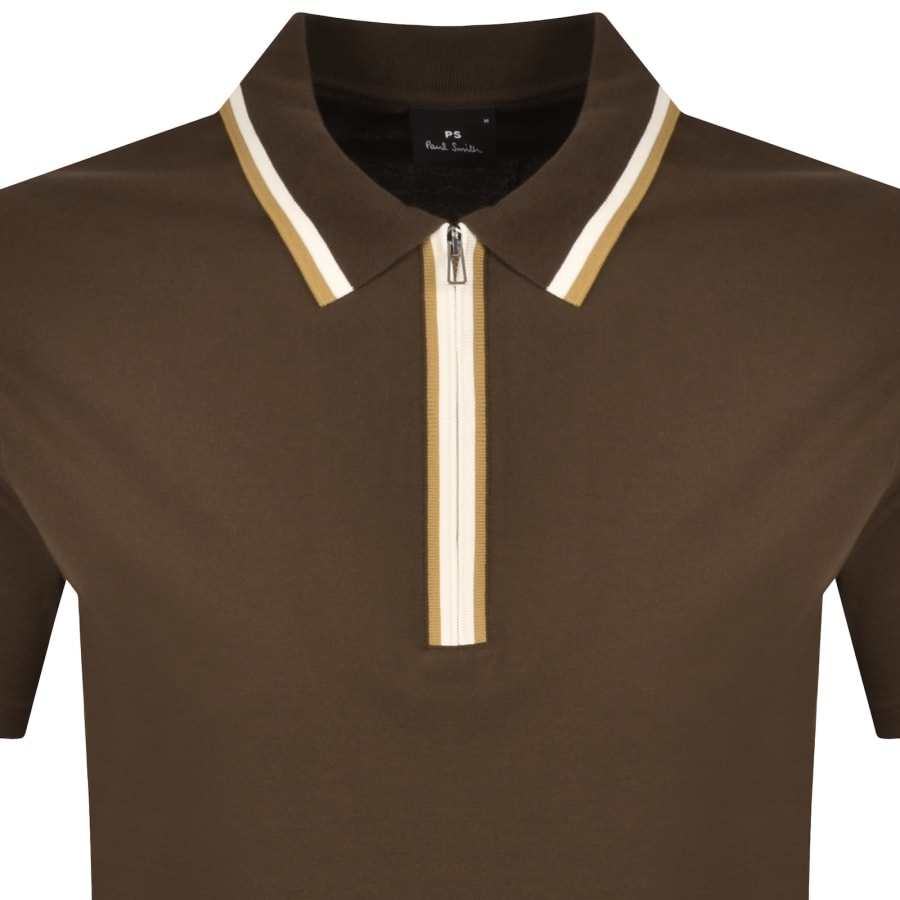Image number 2 for Paul Smith Tipped Polo T Shirt Brown