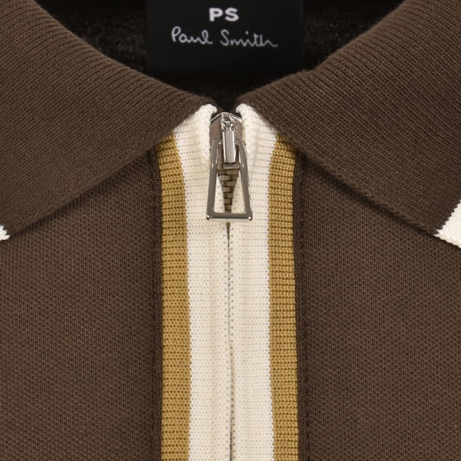 Image number 4 for Paul Smith Tipped Polo T Shirt Brown