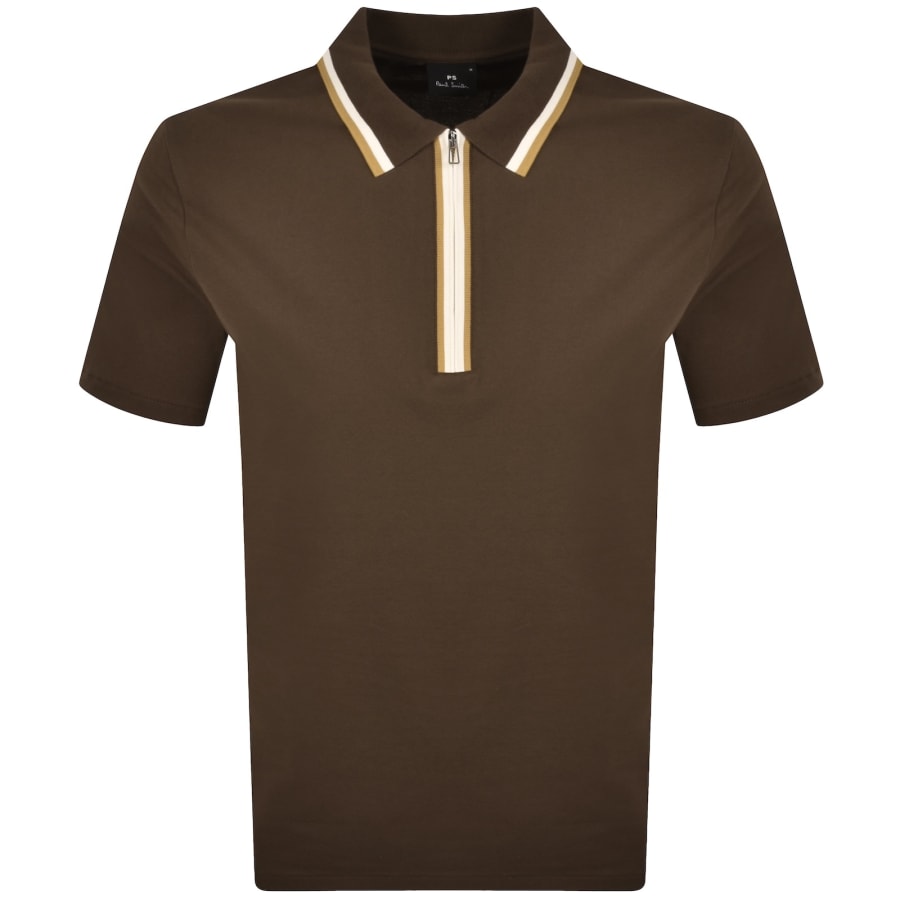 Image number 1 for Paul Smith Tipped Polo T Shirt Brown