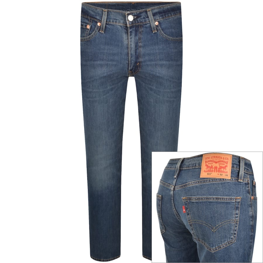Image number 1 for Levis 511 Slim Fit Stretch Jeans Mid Wash Blue