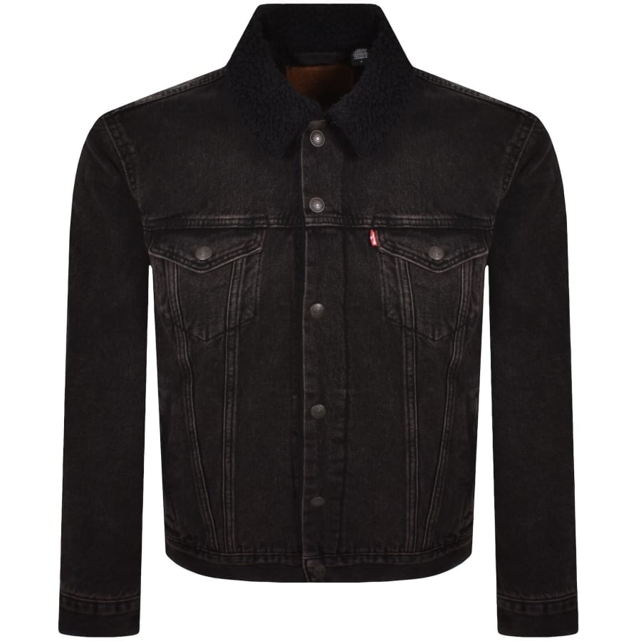 Image number 1 for Levis Denim Sherpa Trucker Jacket Black