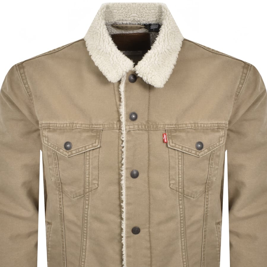 Image number 2 for Levis Sherpa Trucker Denim Jacket Brown