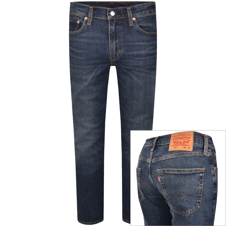 Image number 1 for Levis 511 Slim Fit Stretch Jeans Mid Wash Blue