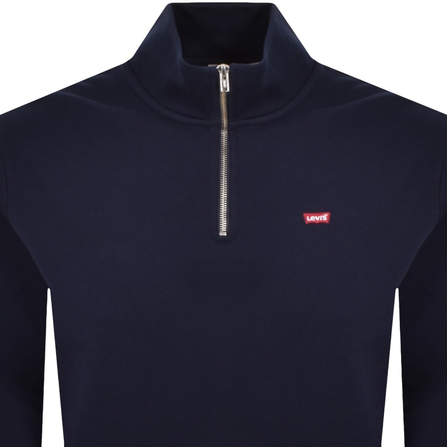 Image number 2 for Levis Original Quarter Zip Sweatshirt Navy