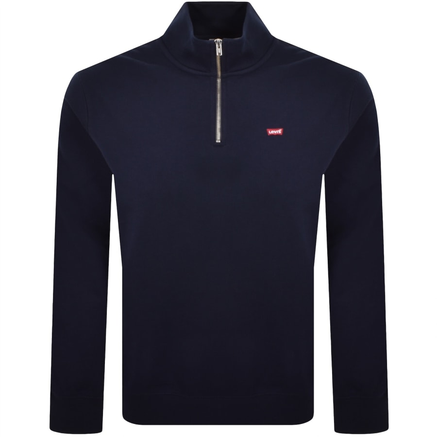 Image number 1 for Levis Original Quarter Zip Sweatshirt Navy