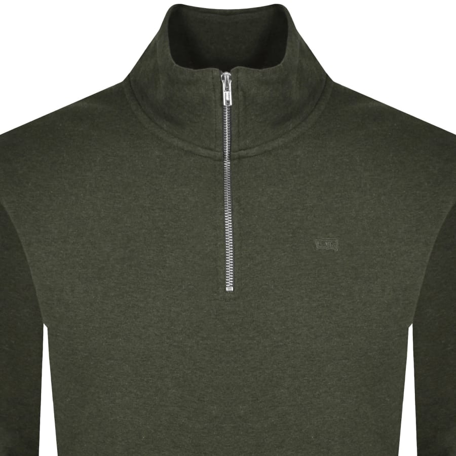Image number 2 for Levis Original Quarter Zip Sweatshirt Green