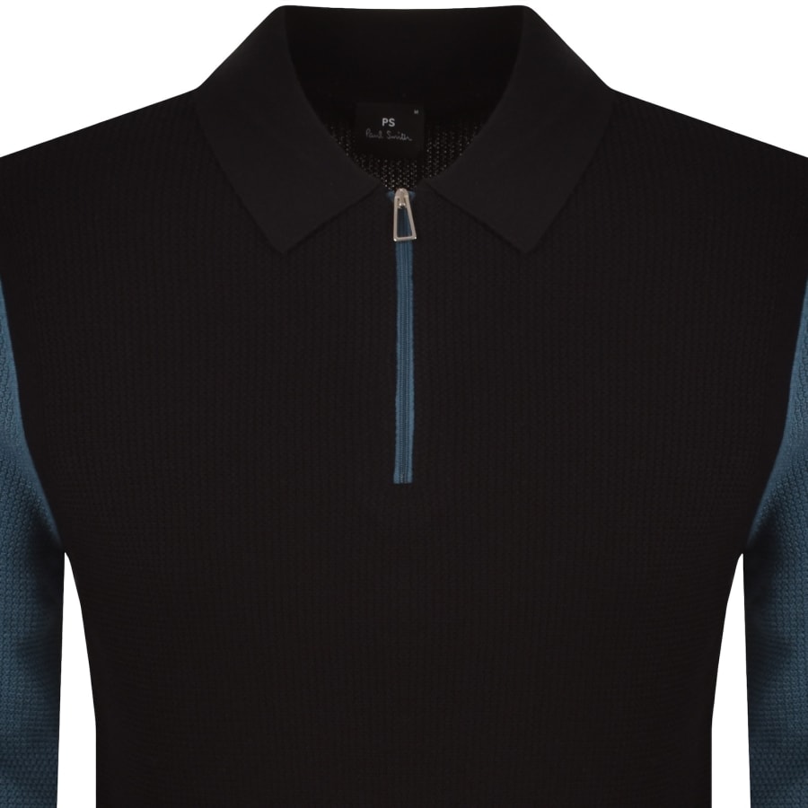 Image number 2 for Paul Smith Wool Blend Knit Polo Black