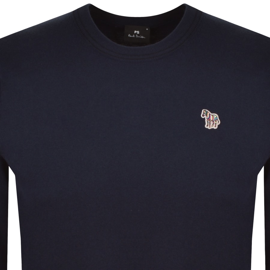 Image number 2 for Paul Smith Crew Neck Knit Jumper Dark Blue