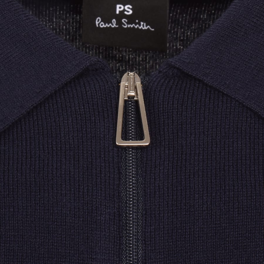 Image number 3 for Paul Smith Zip Through Knit Jumper Dark Blue