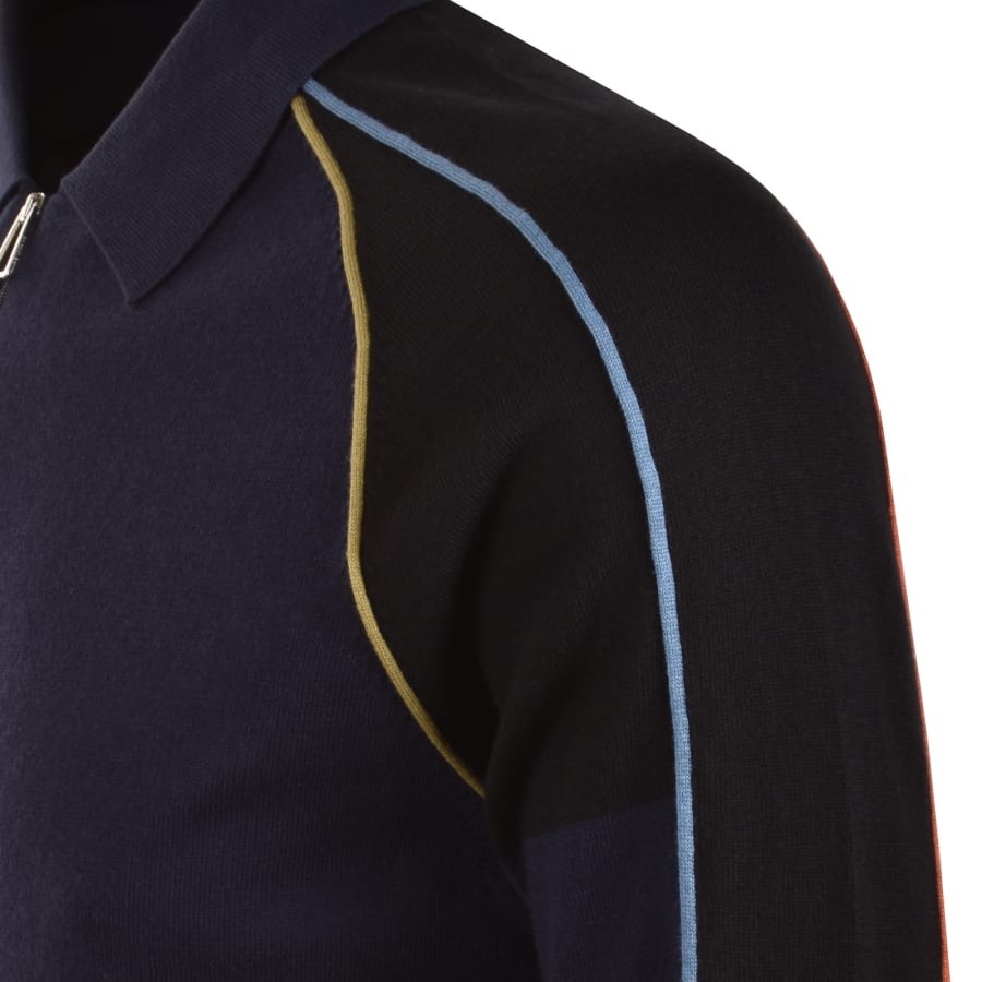 Image number 4 for Paul Smith Zip Through Knit Jumper Dark Blue