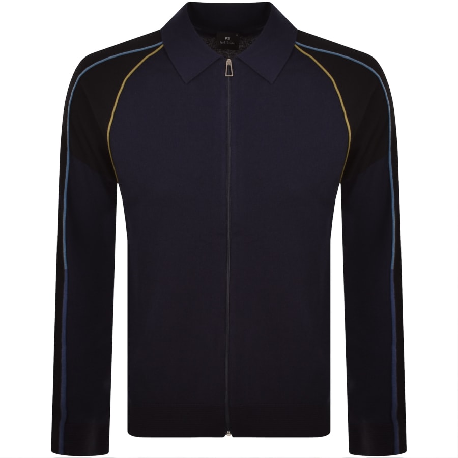 Image number 1 for Paul Smith Zip Through Knit Jumper Dark Blue