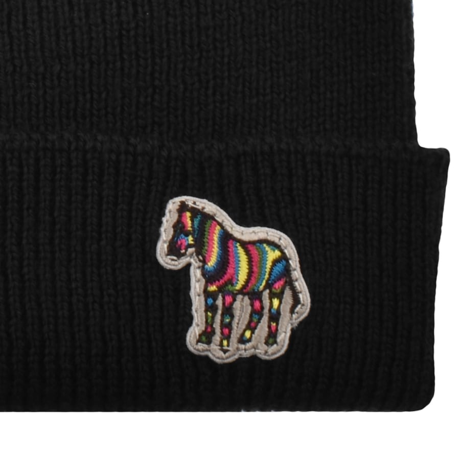 Image number 3 for Paul Smith Rib Zebra Wool Beanie Hat Black