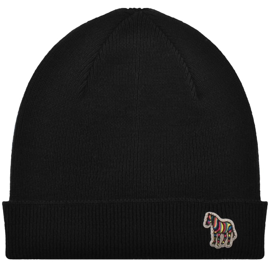 Image number 1 for Paul Smith Rib Zebra Wool Beanie Hat Black