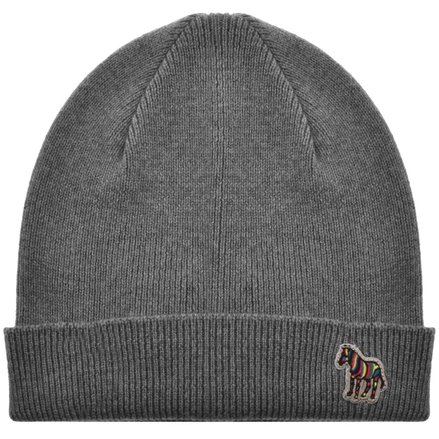 Image number 1 for Paul Smith Rib Zebra Wool Beanie Hat Grey