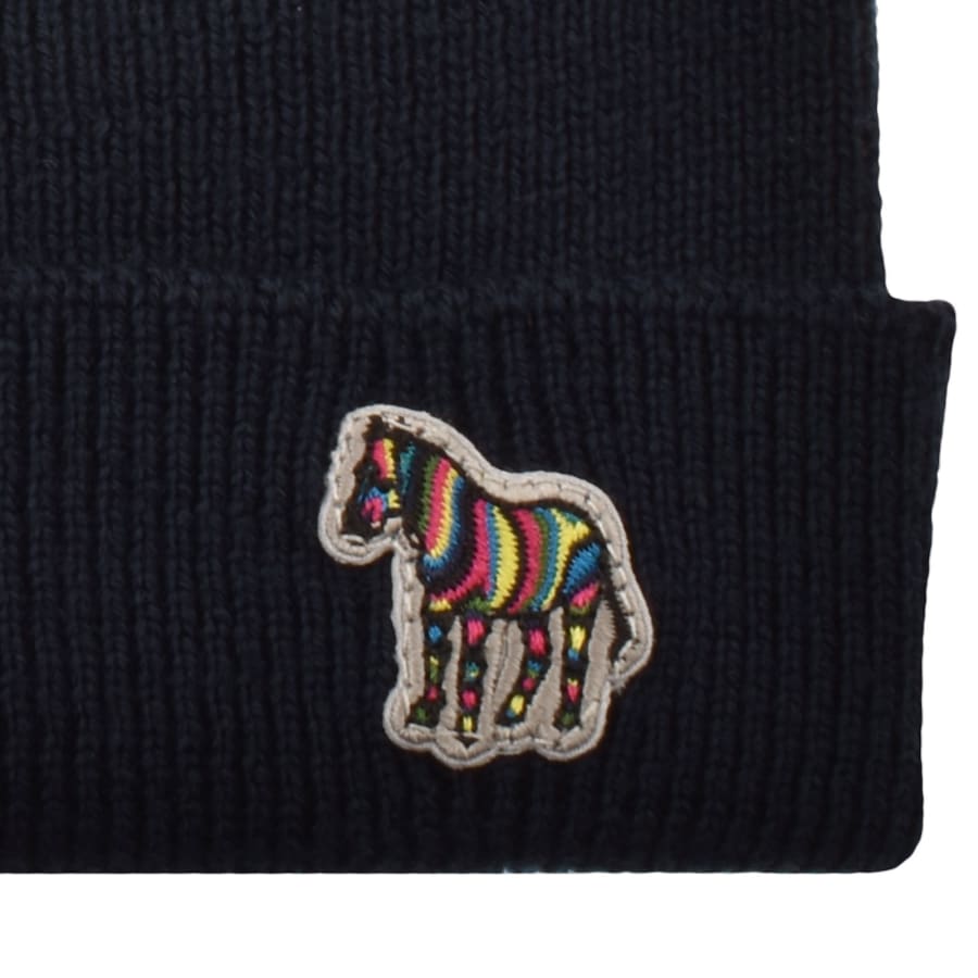 Image number 3 for Paul Smith Rib Zebra Wool Beanie Hat Navy