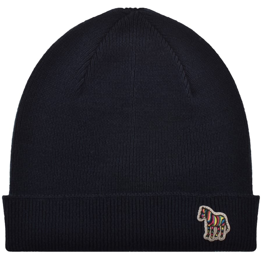 Image number 1 for Paul Smith Rib Zebra Wool Beanie Hat Navy