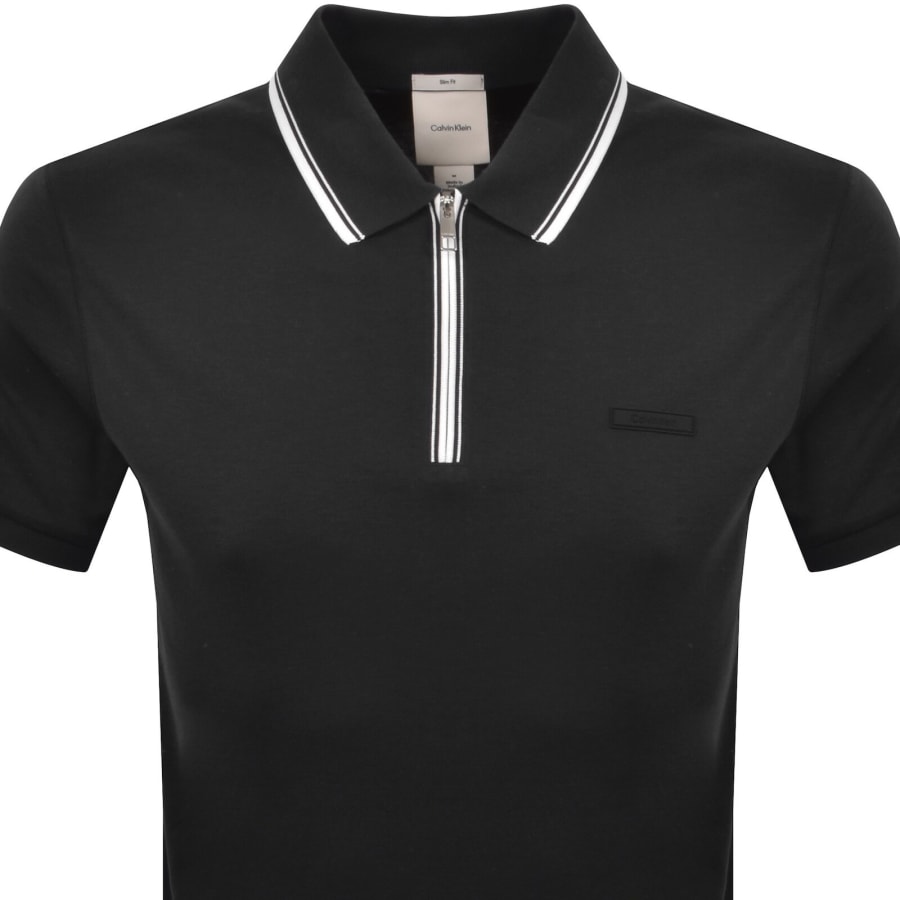 Image number 2 for Calvin Klein Supima Tipped Zip Polo Black