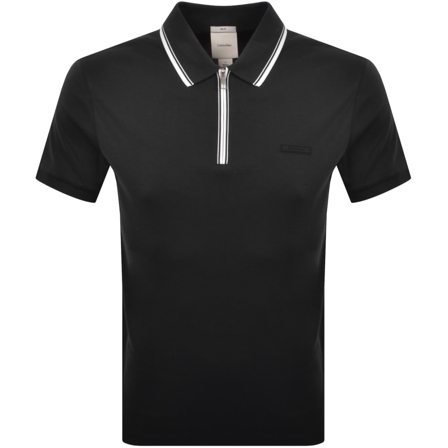 Image number 1 for Calvin Klein Supima Tipped Zip Polo Black